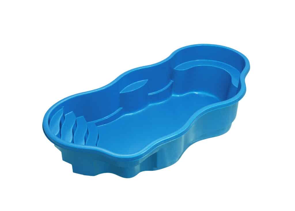 A blue plastic container with a wavy design, featuring separate compartments for organizing food or small items.